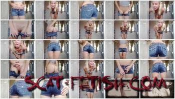 Jean Pooping (MissAnja) Peed Myself in Blue Jeans Short Desperation [FullHD 1080p] Solo, Young