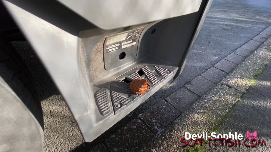Outdoor Scat (Devil Sophie) OMG - how does the shit get onto the truck running board [UltraHD 4K] Poop, Extreme