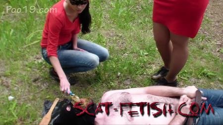 Poo19.com / ScatShop.com (SmellyMilana) 2 girls used live toilet in woods [HD 720p] Humiliation, Toilet Slavery