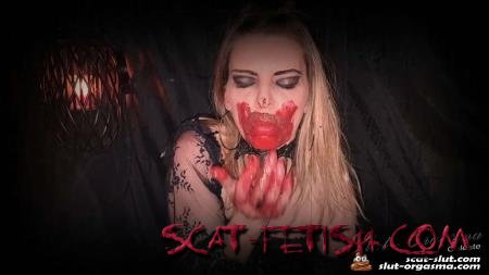 Fetish (SlutOrgasma) Extreme scat and puke swallowing - Bloody scat dinner of a satanic [FullHD 1080p] Shitting Ass, Solo