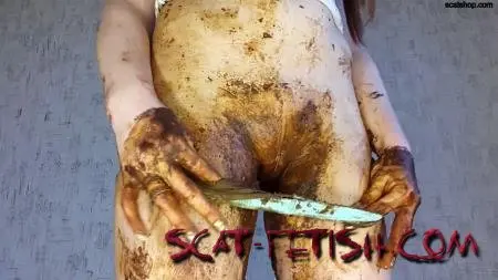 Filled Pussy (Anna Coprofield) Blue Shorts [FullHD 1080p] Solo, Shitting