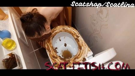 Defecation (ScatLina) Dirty toilet (part 1) [FullHD 1080p] Solo, Amateur