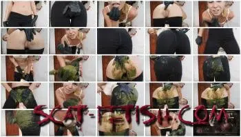 Big Farting Girls (MissAnja) Giant Green Peas Poo In My Black Leggings [FullHD 1080p] Solo Screenshot 1