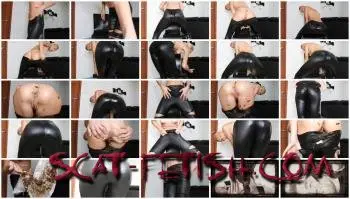 Extreme Scat (MissAnja) Runny Lumpy Diarrhea In Leather Look Leggings [FullHD 1080p] Solo, Latex Screenshot 1