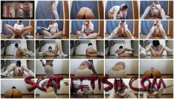 Defecation (Colorful poop) Blowjob with Aries Dildo - decorate jeans with shit [FullHD 1080p] New scat, Solo Screenshot 1