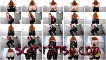 Latex (Cleopatra) Farting and Pooping In Black Leather Pants [UltraHD 2K] Solo, Fetish Screenshot 1