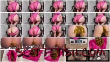 Panty Scat (Sophia Sprinkle) Hot Pink Panty Poop on Chair! [FullHD 1080p] Smearing, Solo Screenshot 1