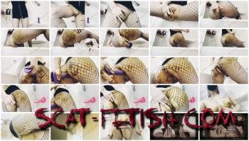 Toy Play (Knkykttn97) Pooping & Smearing in Fishnets [FullHD 1080p] Solo, Dildo