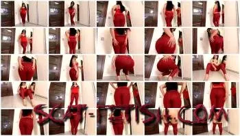 Shit in Leggins (Blacksandra) Red Leather Pants Poop [FullHD 1080p] Solo, Defecation Screenshot 1
