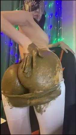 Poop (p00girl) A bunch of shit and piss in white nylon, smearing on the ass [UltraHD 2K] Defecation, Solo