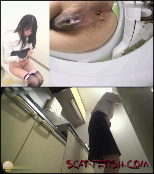Peeing and pooping girls in toilet spy cam bottom view. () Closeup/Defecation [FullHD 1080p]