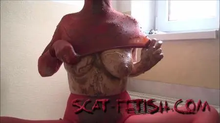 Toilet Slavery (Messy) Red nylons for scat smearing shit on a girl’s body [FullHD 1080p] Dirty Talk, Solo