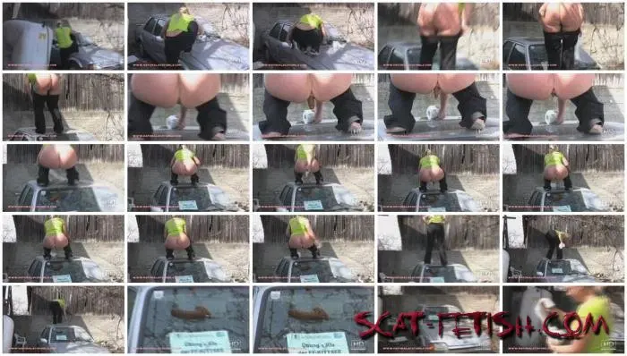 Outdoor Scat (Solo) I thought she wouldn’t dare shit on the car [HD 720p] Big Pile, Shitting Girls Screenshot 1
