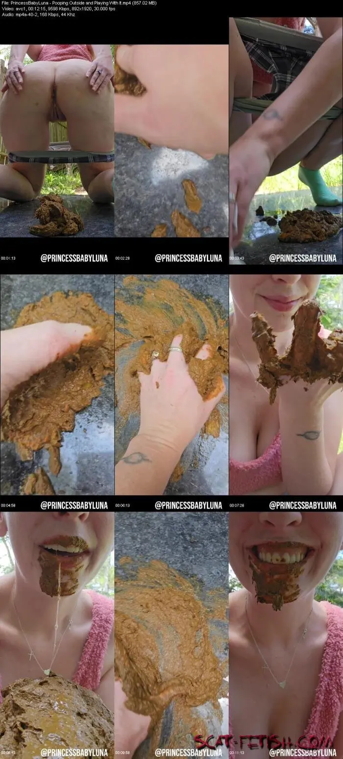Femscat.com (PrincessBabyLuna) Pooping Outside and Playing With It [FullHD 1080p] Scat, Solo Screenshot 1