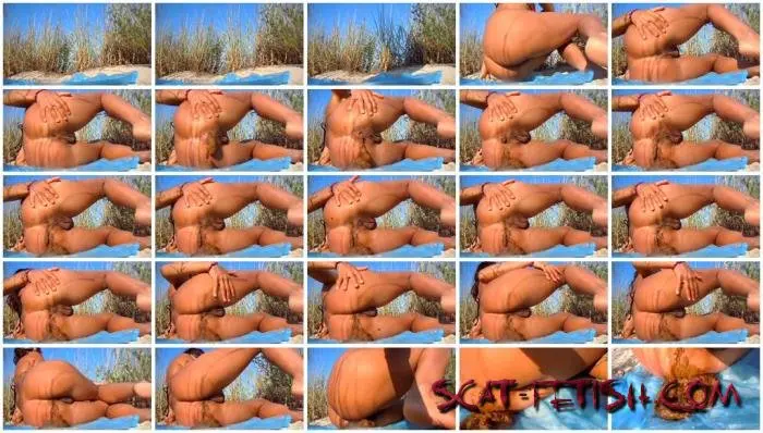 Solo (Outdoor Poop) Woman shits on a sandy beach [HD 720p] Big Pile, Slap Screenshot 1