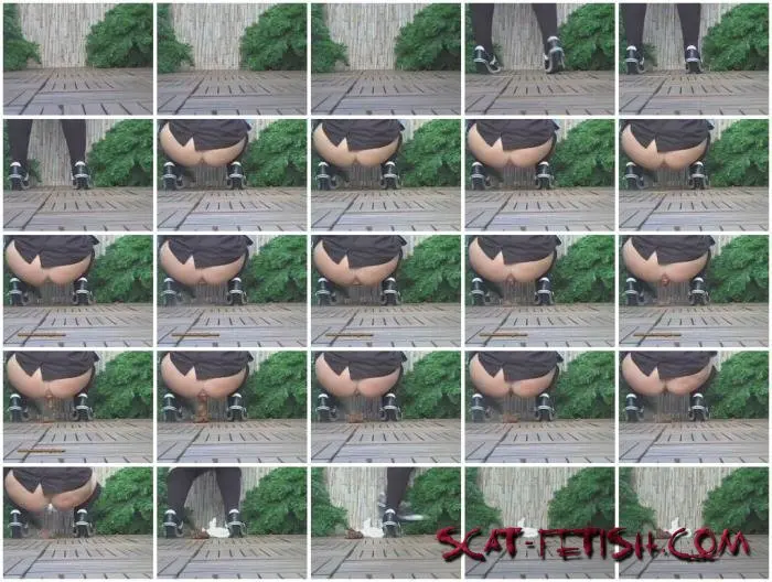 Outdoor Scat (Shit) Office lady shits on the street near the fence [SD] Scat, Solo Screenshot 1