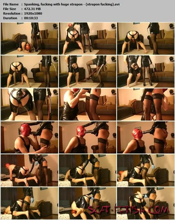 ShitShop (Antonella) Spanking, whipping, fucking with huge strapon - (Strapon Fucking) [FullHD 1080p] BDSM, Latex Screenshot 1