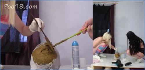 Femdom Scat: Milana Smelly Uses Feeding Table and Drops Two Large Heaps - related scat video at Scat-Fetish