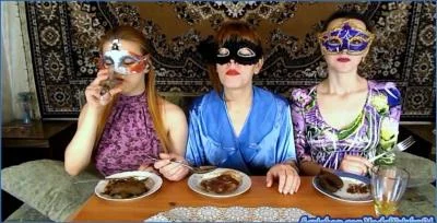 Olga's Morning Feast: Lesbian Scat, Stockings, and Shit Eating - scat porn video at Scat-Fetish.com