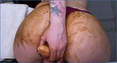 DirtyBetty enjoys dirty toilet things with anal squirt, cum, and piss - related scat video at Scat-Fetish